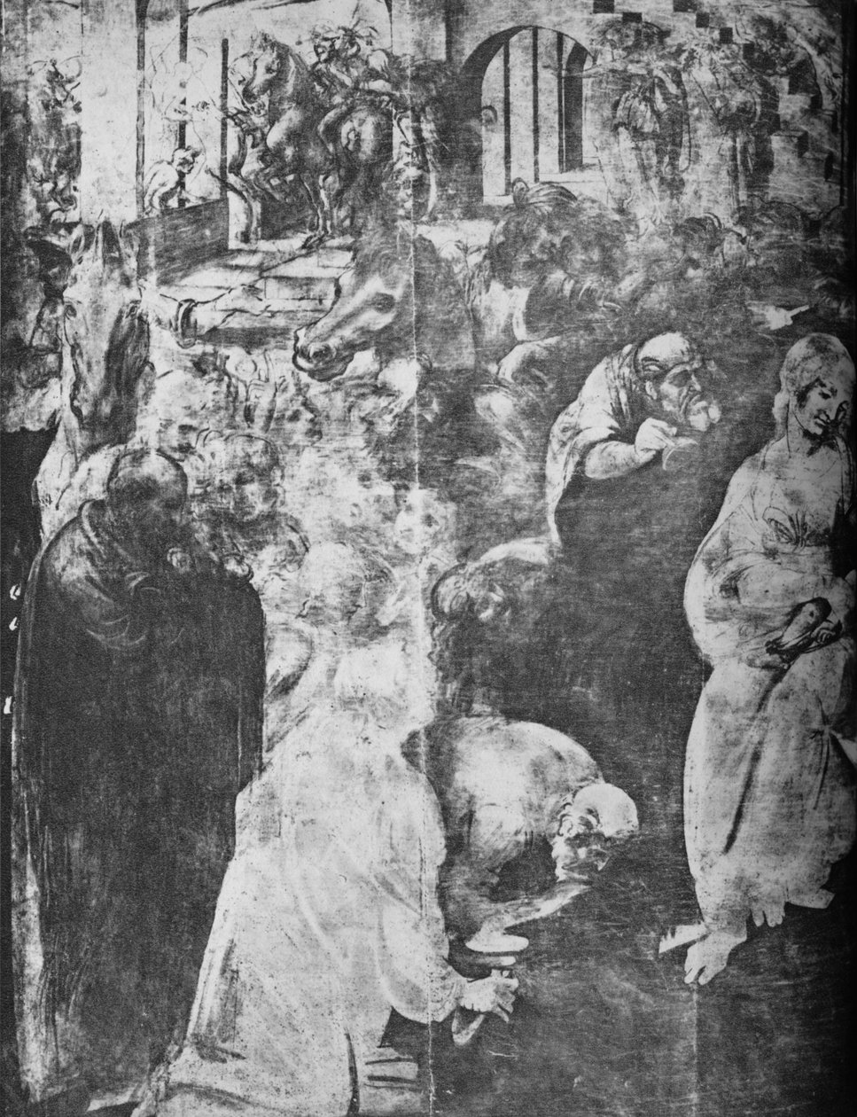 Adoration of the Magi - Vasen alaosa, c1481 1945 tekijältä Leonardo da Vinci