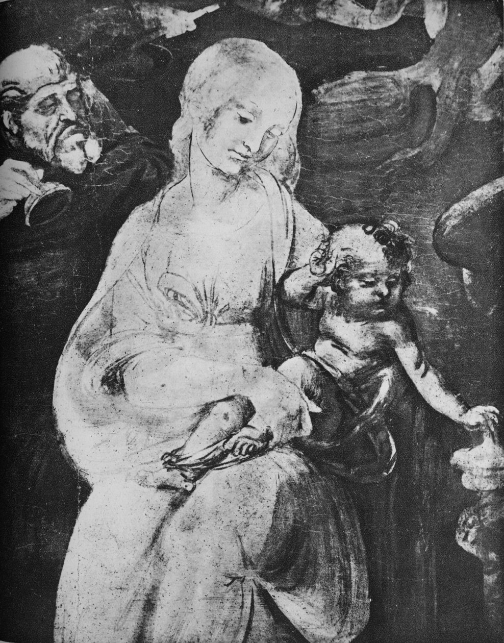 Magin palvonta - Neitsyt ja lapsi, c1481 1945 tekijältä Leonardo da Vinci