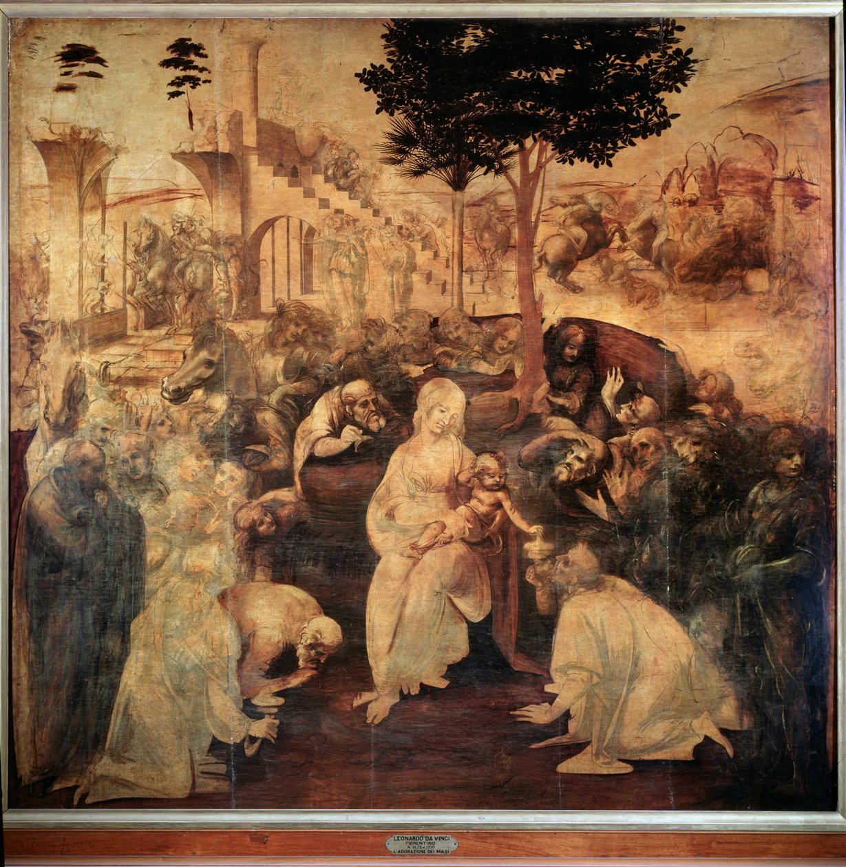 Adoration of the Magi - öljy puulle tekijältä Leonardo da Vinci