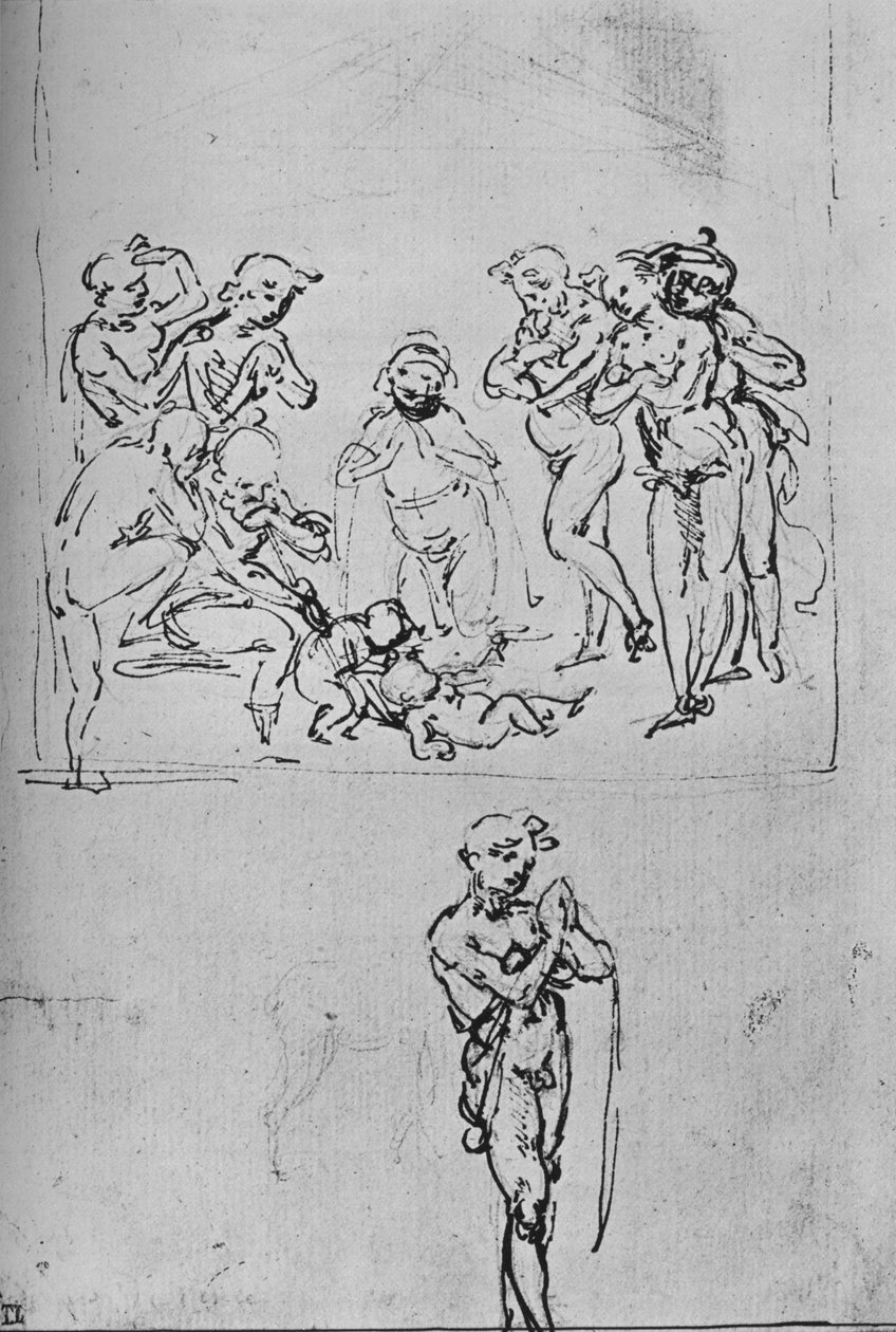 Paimenen palvonta ja erillinen paimentutkimus, c1480 1945 tekijältä Leonardo da Vinci