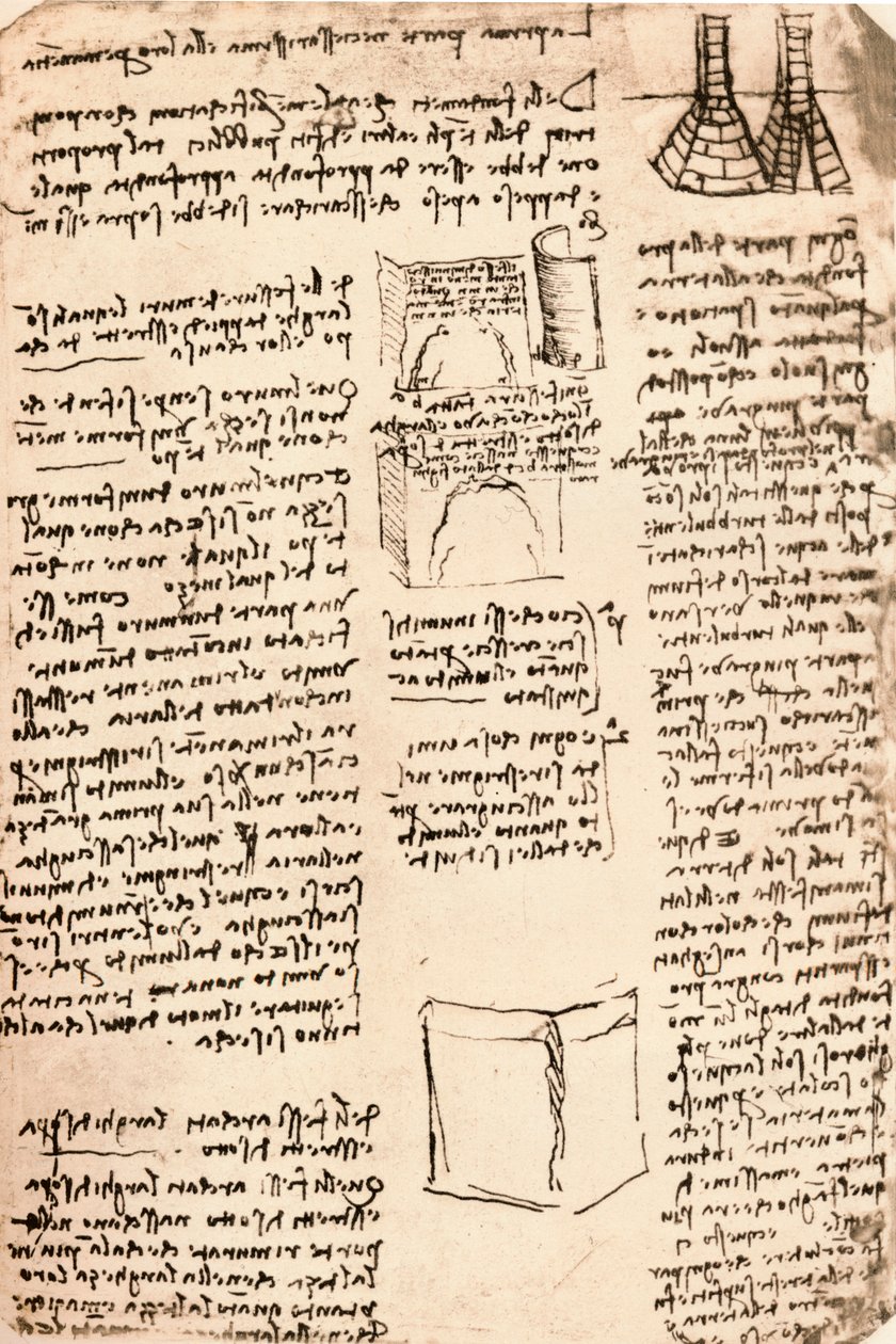 Arkkitehtipiirustus, c1472-c1519 1883 tekijältä Leonardo da Vinci