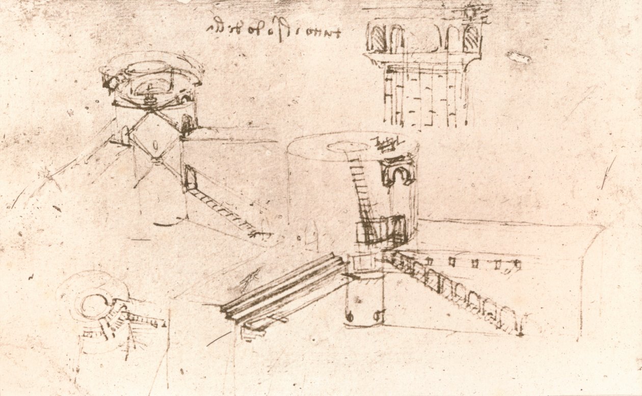 Arkkitehtuuri linnoille, c1472-c1519 1883 tekijältä Leonardo da Vinci