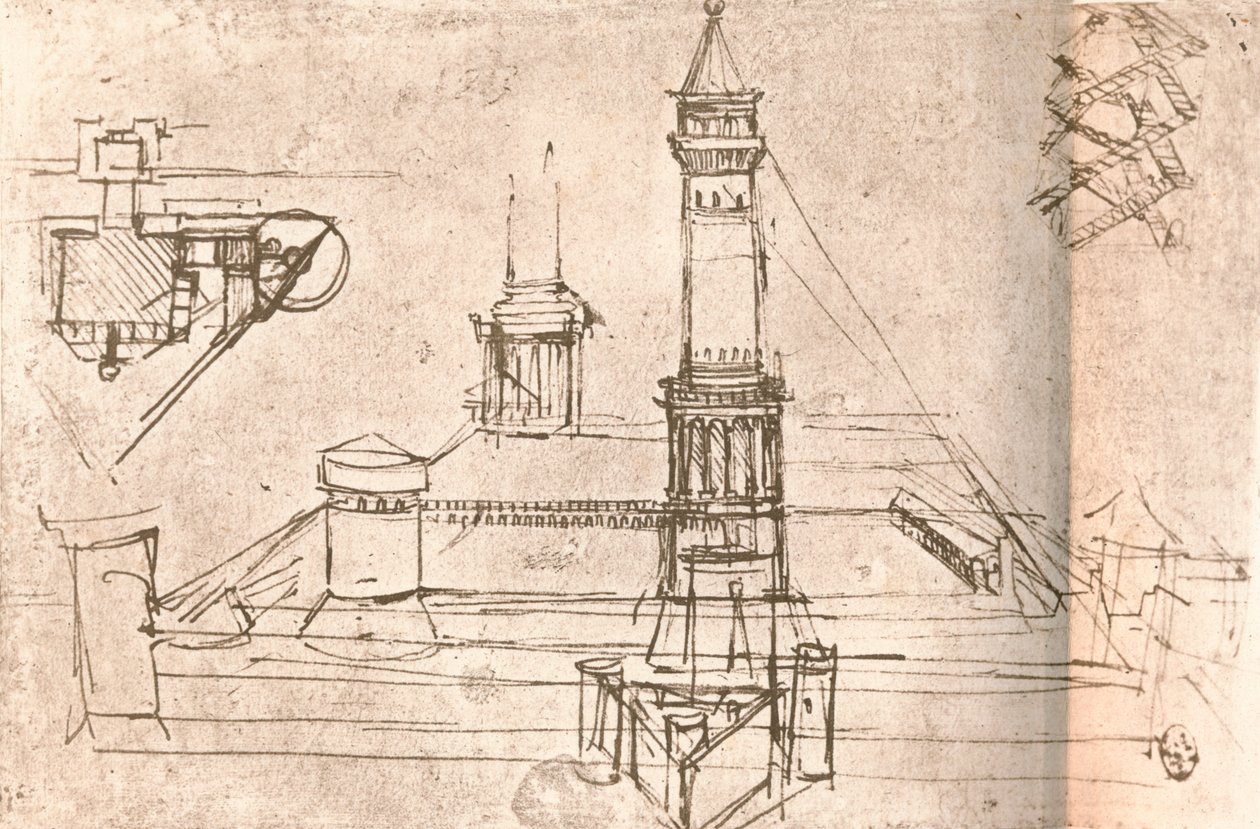 Arkkitehtuuri linnoille, c1472-c1519 1883 tekijältä Leonardo da Vinci