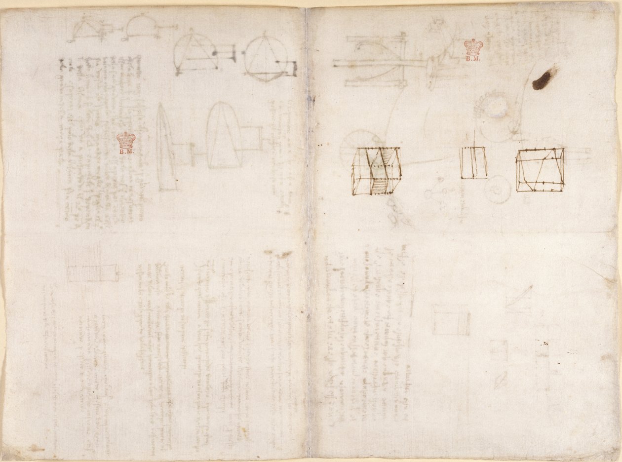 Arundel 263, f.130v, f.133 Tyhjä sivu kaavioilla, 