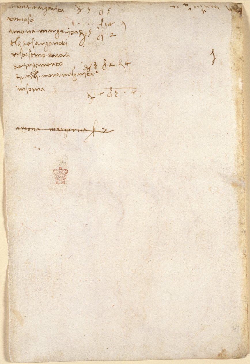 Arundel 263, f.149v, Talouslaskujen yhteenveto (ei Leonardon kädessä) (1504), 