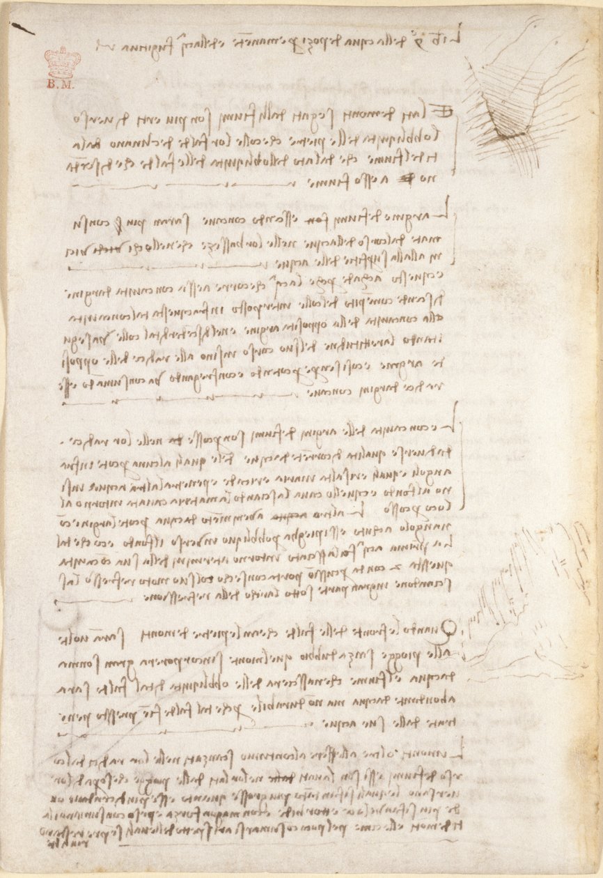 Arundel 263, f.25v Muistiinpanot ja karkeat luonnokset veden aiheuttamasta eroosiosta, 