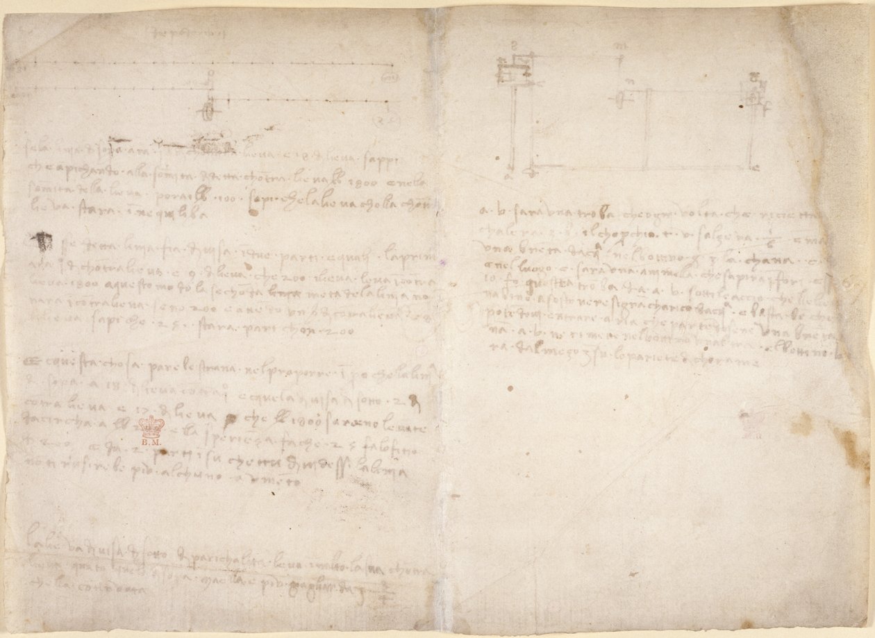 Arundel 263, f.265v, f.268 Codex Arundelista (kynä ja muste paperille) tekijältä Leonardo da Vinci