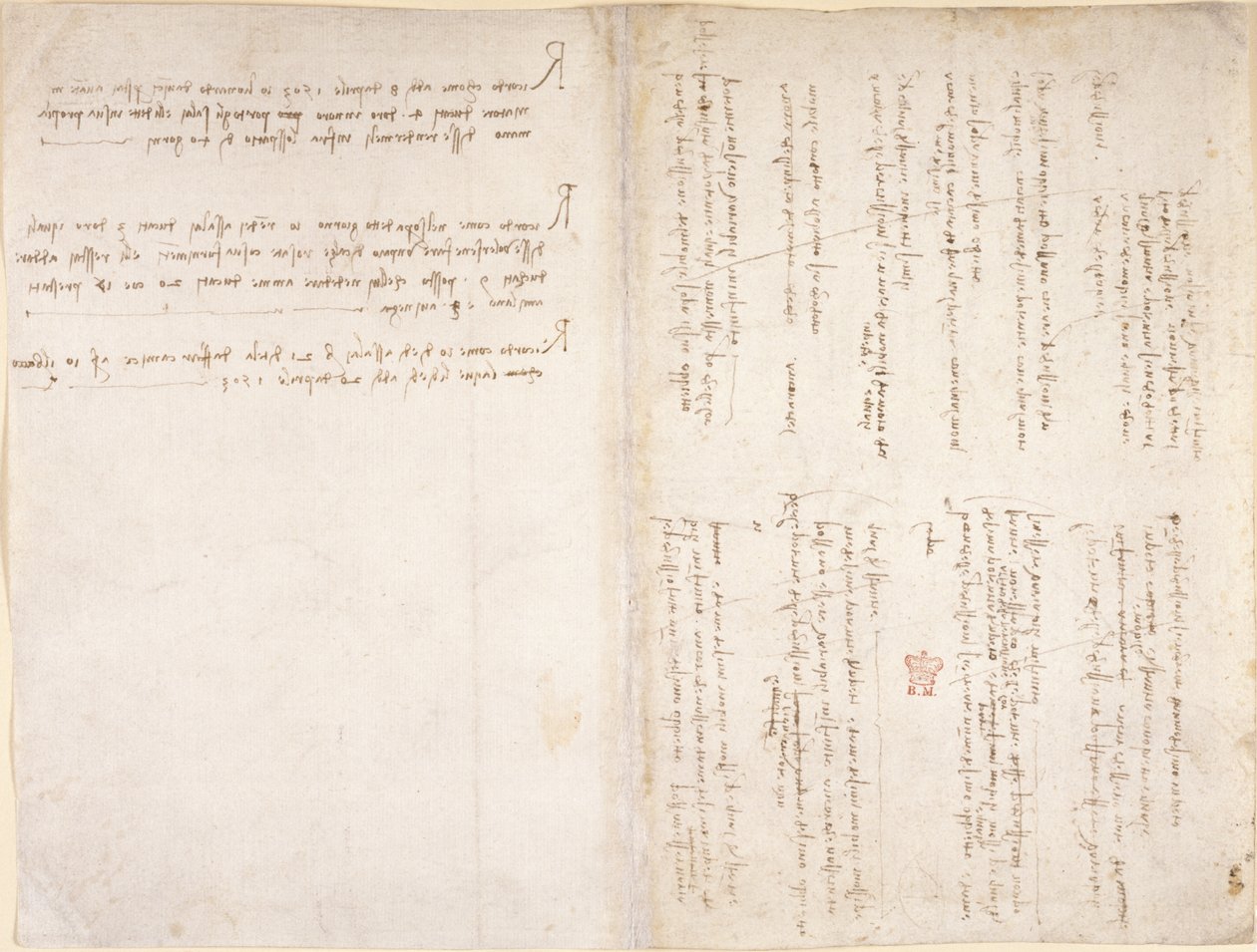 Arundel 263, ff.229v, f.226 Leonardo da Vincin muistiinpanot Codex Arundelista (kynä ja muste paperille) tekijältä Leonardo da Vinci