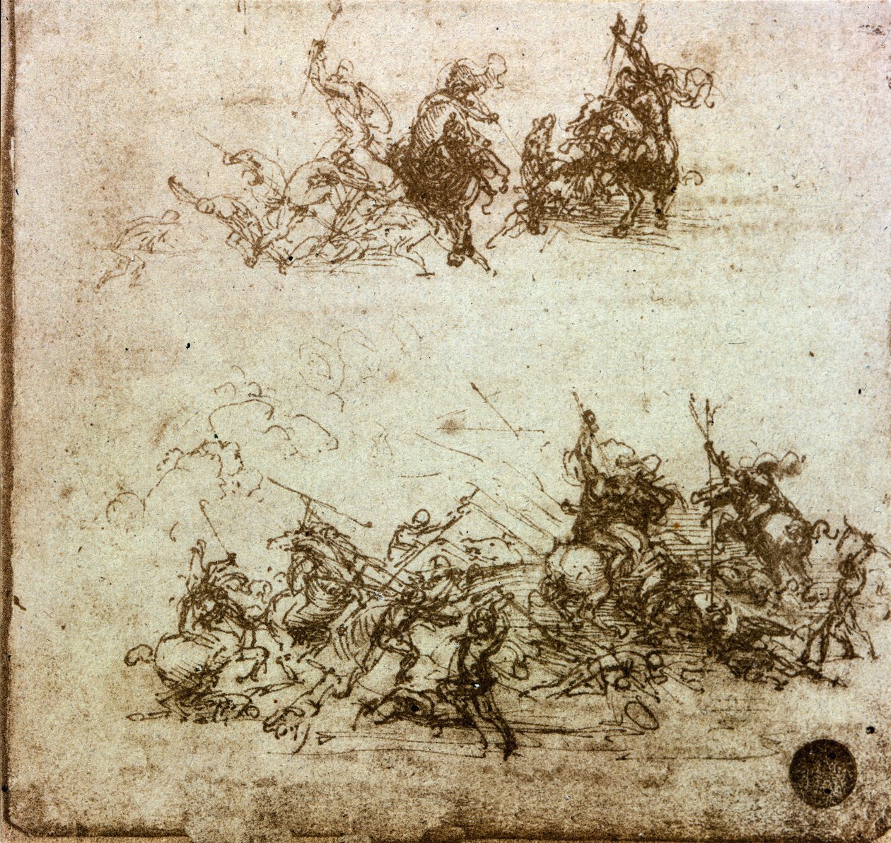 Ratsasmiesten taistelu Opiskele Anghiarin taistelua varten tekijältä Leonardo da Vinci