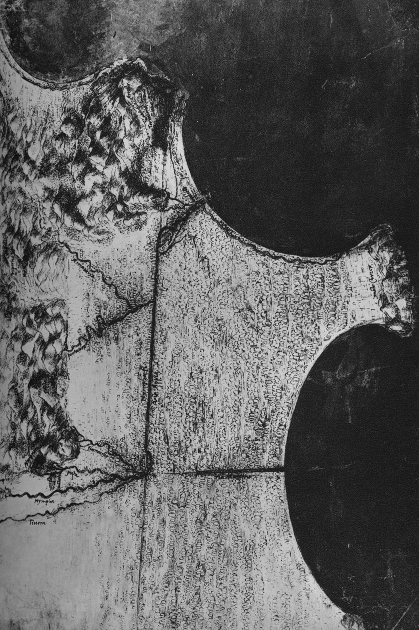 Lintuperspektiivinäkymä Italian rannikolle, Terracinan pohjoispuolella, c1480 1945 tekijältä Leonardo da Vinci