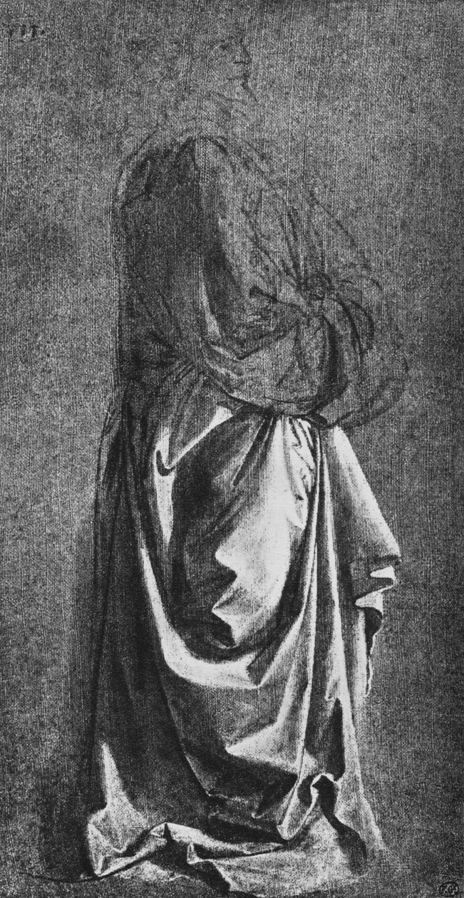 Valettu verhoja seisovalle hahmolle, c1470 1945 tekijältä Leonardo da Vinci
