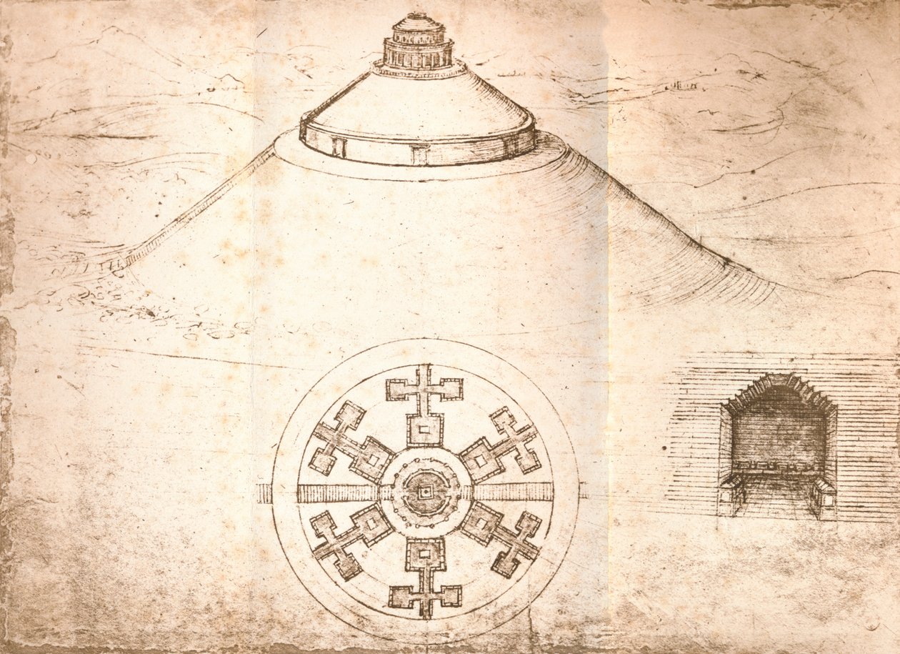 Suunnittelu mausoleumille, c1472-c1519 1883 tekijältä Leonardo da Vinci