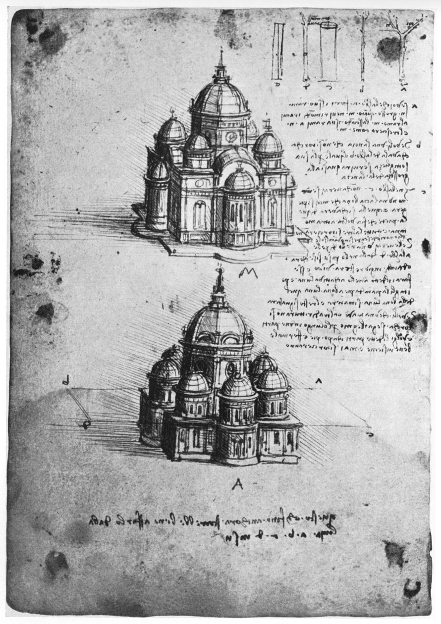 Suunnitelmat keskuskirkolle, c1488-1490 1954. tekijältä Leonardo da Vinci
