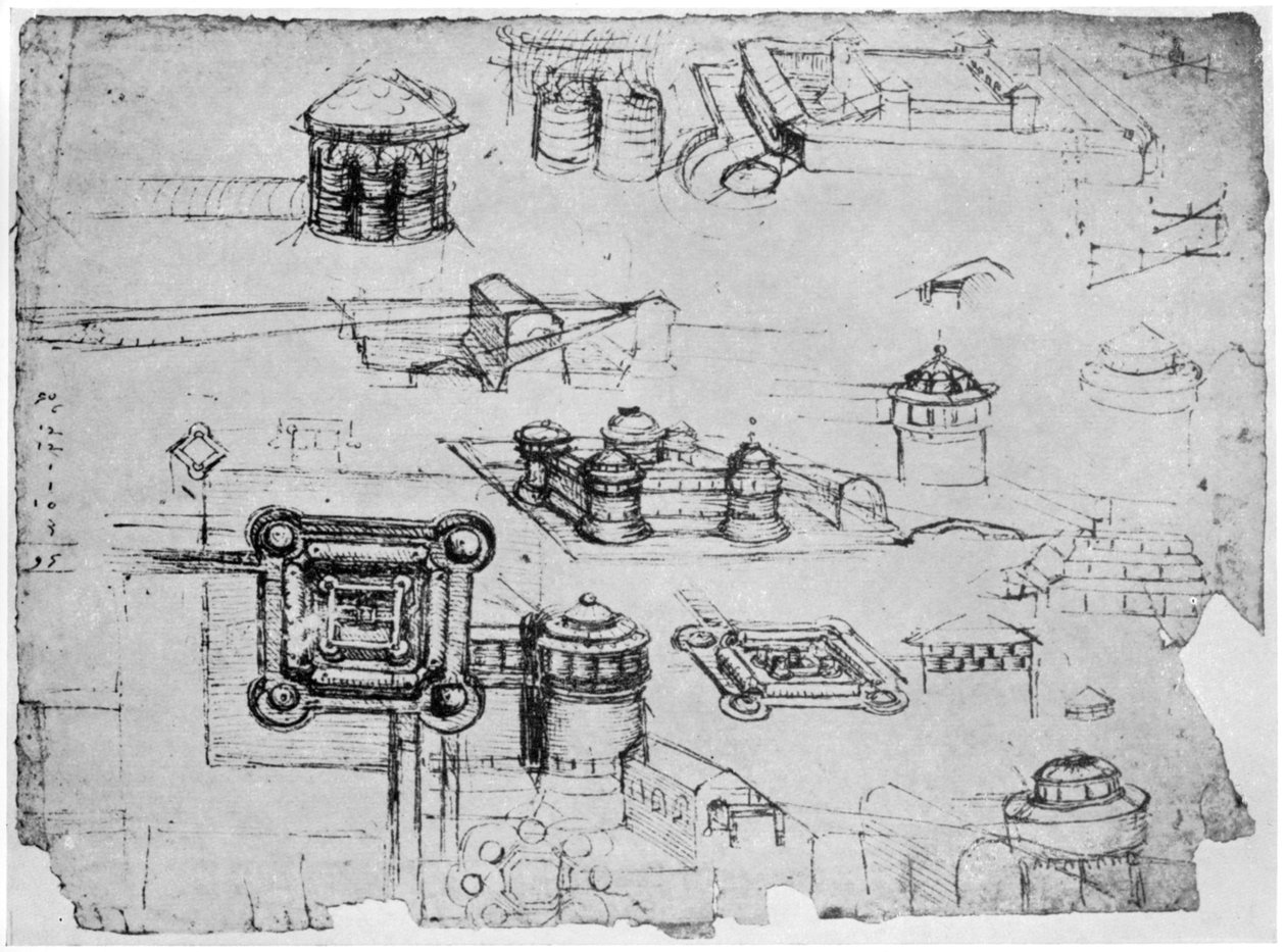 Suunnitelmat linnoitukselle, 1500-1505 1954. tekijältä Leonardo da Vinci