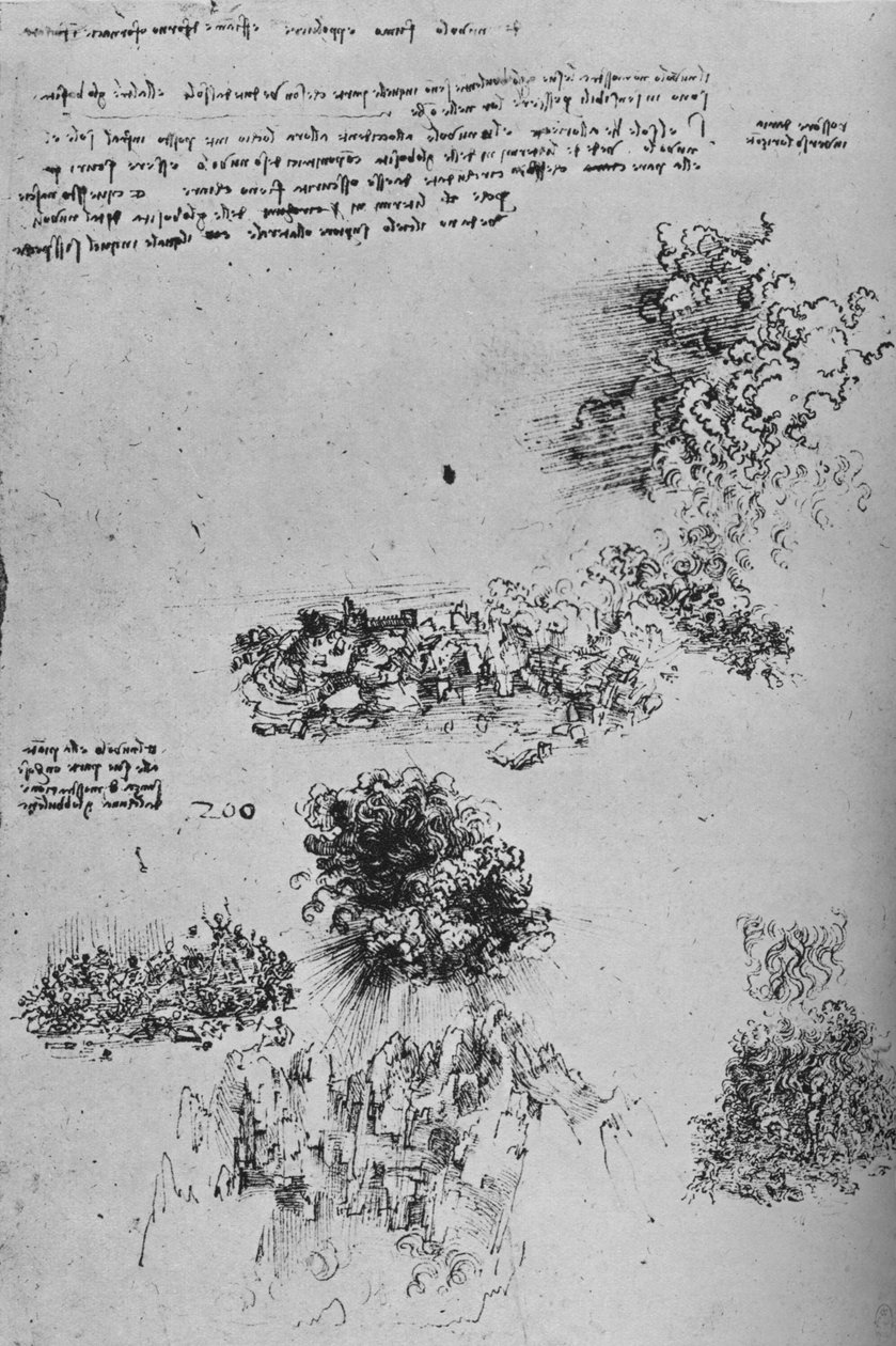 Taivaasta satoi tuhoa maan päällä, c1480 1945 tekijältä Leonardo da Vinci