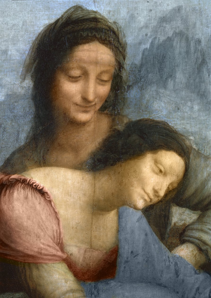 Yksityiskohta Neitsyt ja Pyhä Anna elokuvasta Neitsyt ja lapsi Pyhän Annan kanssa, n. 1510 (öljy paneelissa) tekijältä Leonardo da Vinci