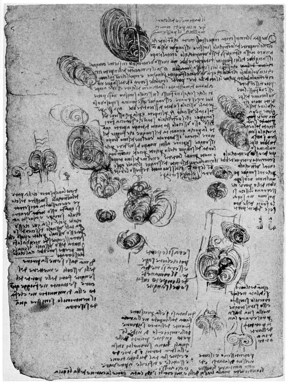 Kaavio veripyörteestä sydämessä, 1400-luvun loppu tai 1500-luvun alku 1954 tekijältä Leonardo da Vinci