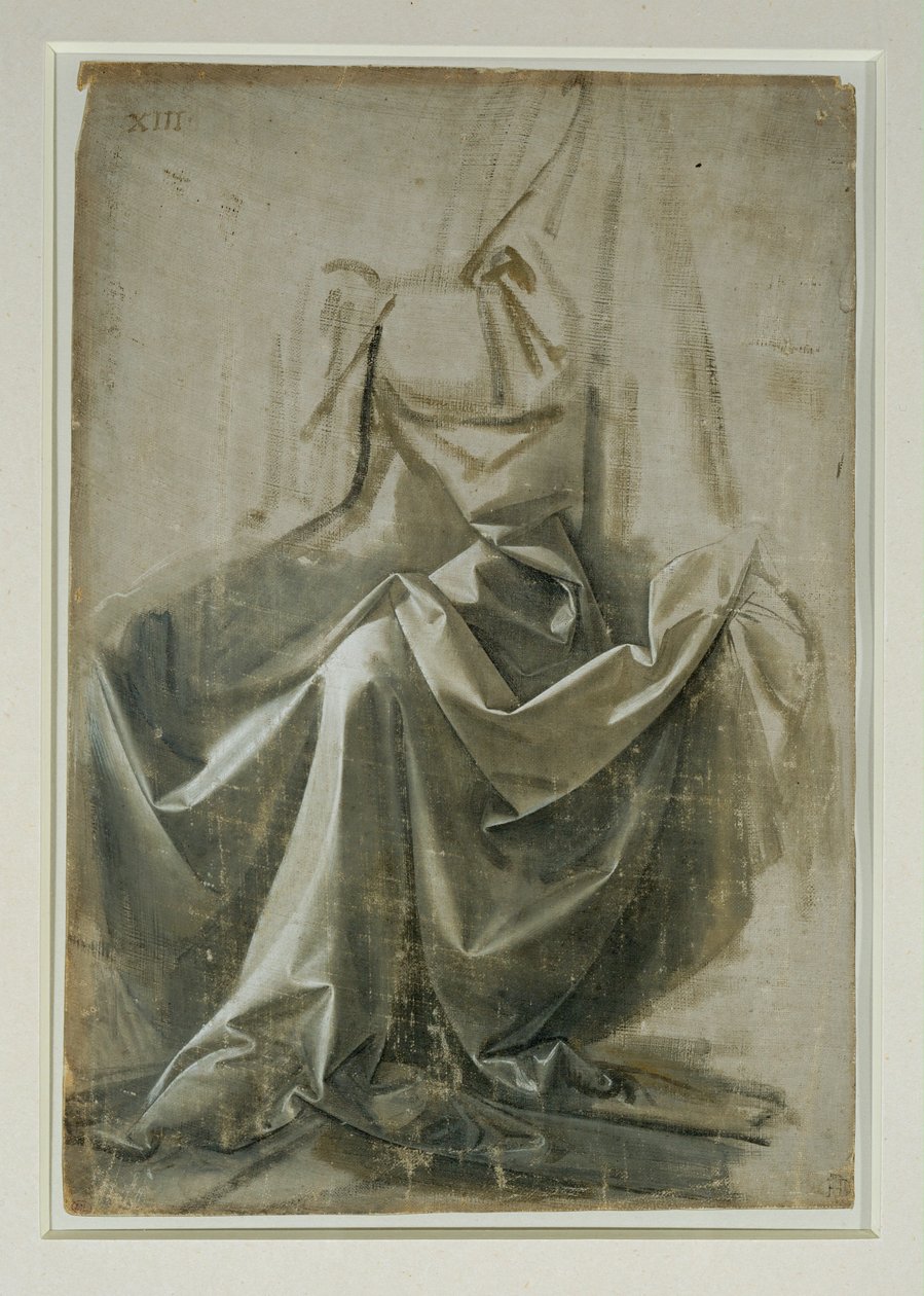 Istuvan hahmon verhoilu ... tekijältä Leonardo da Vinci