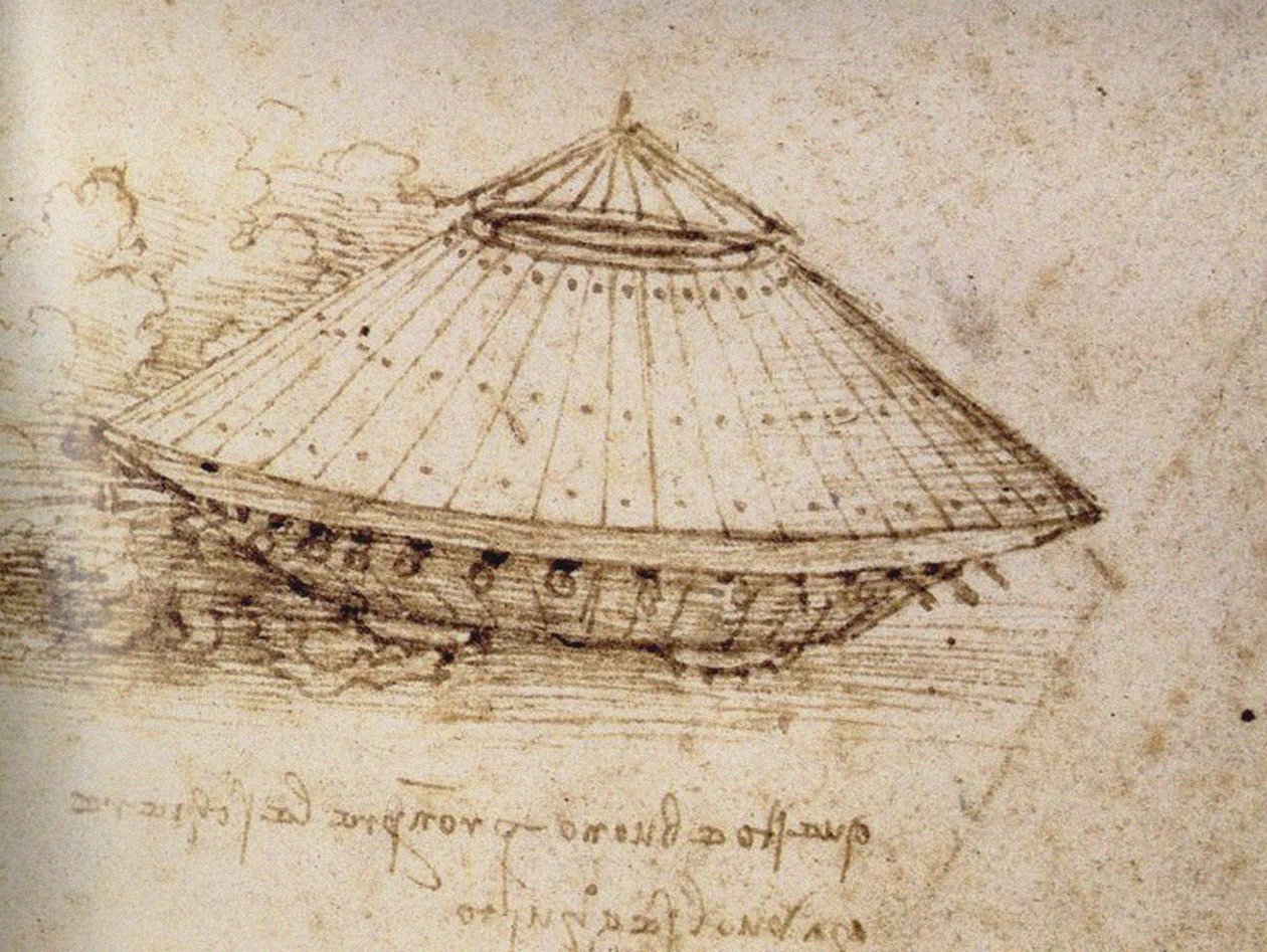 Piirros panssaroidusta panssarivaunusta, n. 1485 tekijältä Leonardo da Vinci