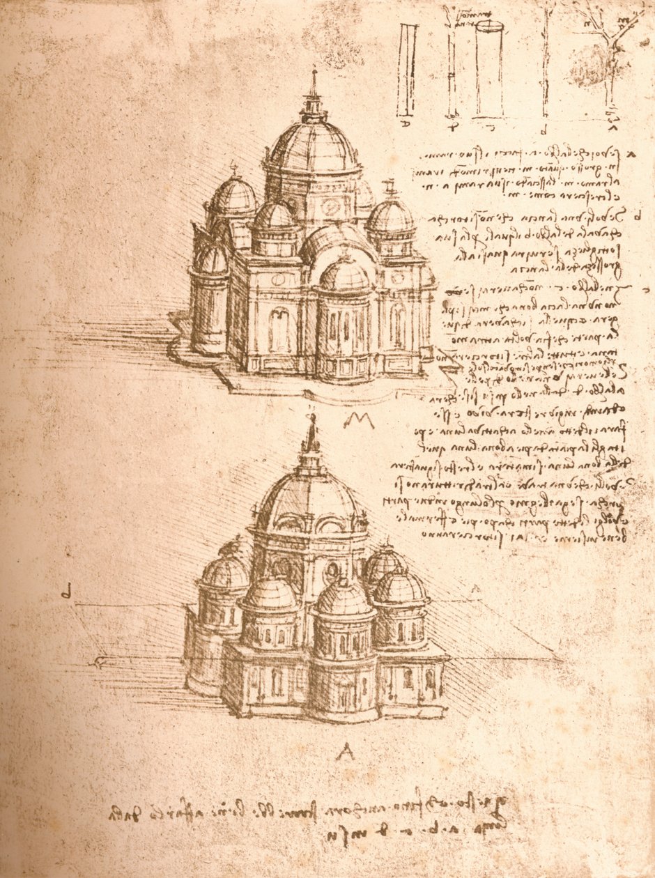 Piirustus kirkoista, c1472-c1519 1883 tekijältä Leonardo da Vinci