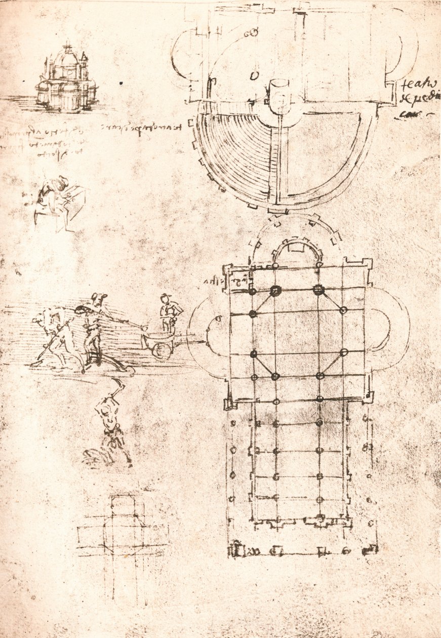 Piirustus kirkoista, c1472-c1519 1883 tekijältä Leonardo da Vinci