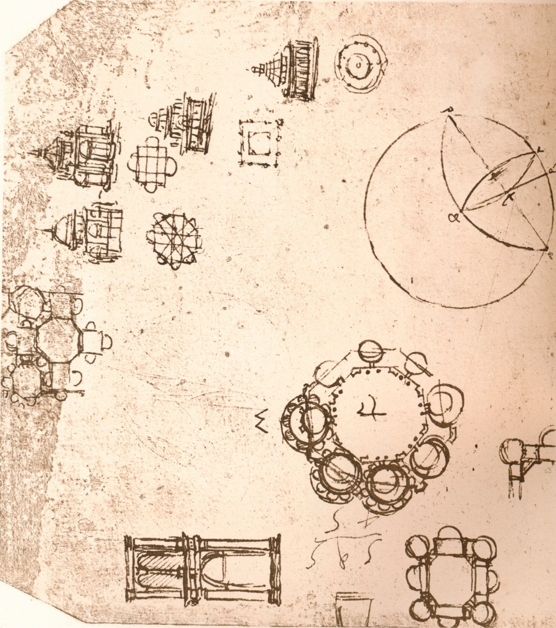 Piirustus kirkollisesta arkkitehtuurista, c1472-c1519 1883 tekijältä Leonardo da Vinci