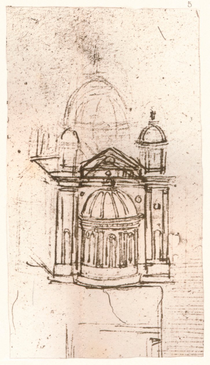 Piirustus kirkollisesta arkkitehtuurista, c1472-c1519 1883 tekijältä Leonardo da Vinci