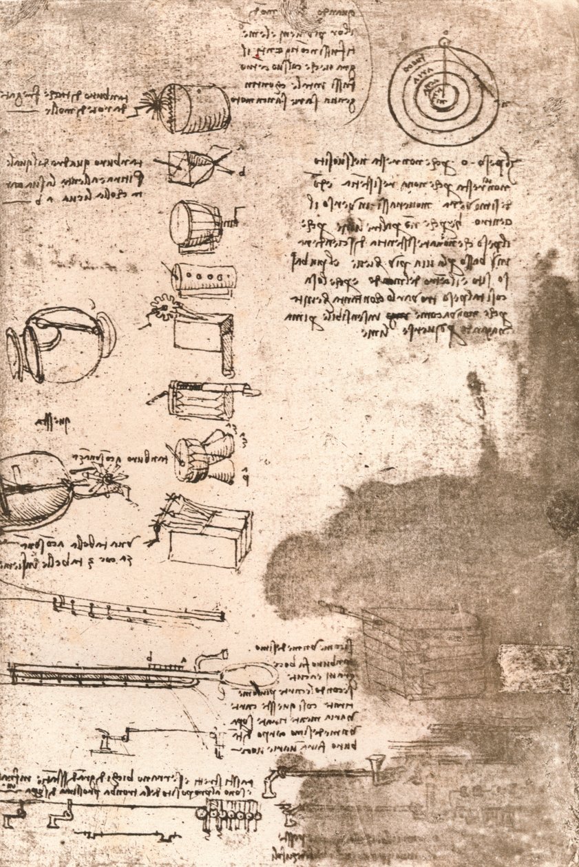 Piirustus soittimista ja muista esineistä, c1472-c1519 1883 tekijältä Leonardo da Vinci