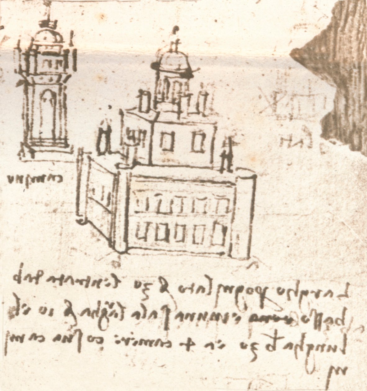 Piirustus linnoja ja huviloita koskevista projekteista, c1472-c1519 1883 tekijältä Leonardo da Vinci