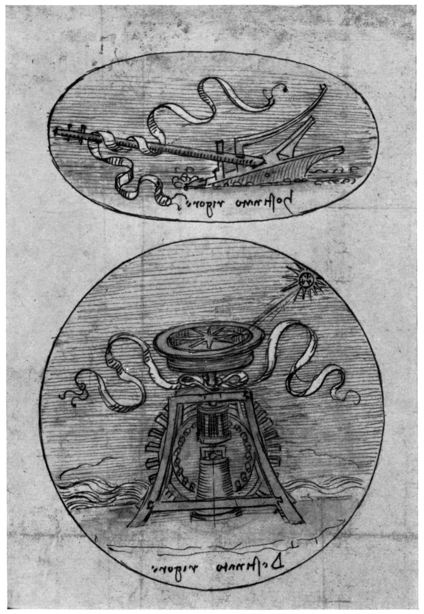 Tunnus, Hostinato Rigore -yksityiskohta, 1400-luvun loppu tai 1500-luvun alku 1954 tekijältä Leonardo da Vinci