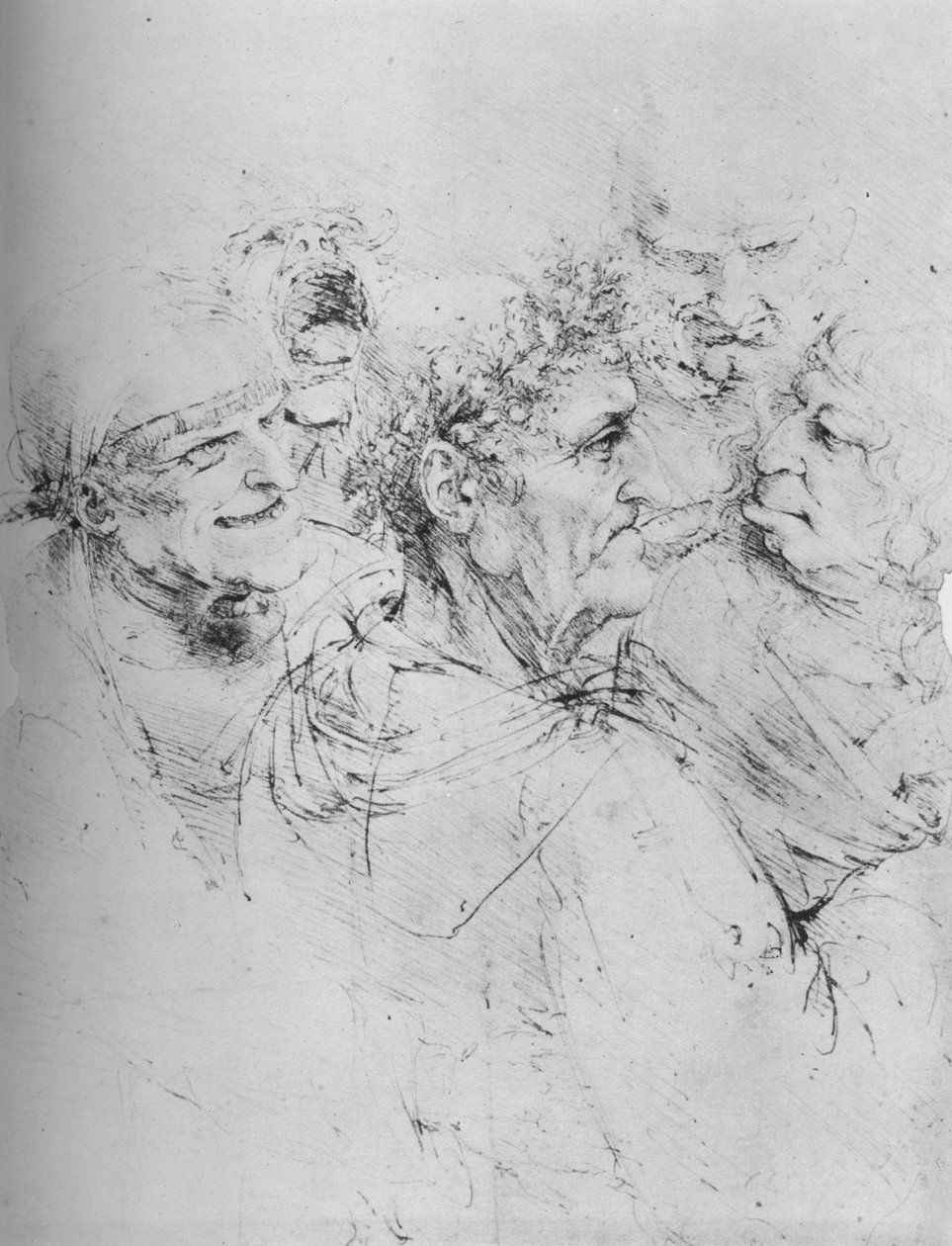 Five Grotesque Heads, c1480 1945 tekijältä Leonardo da Vinci