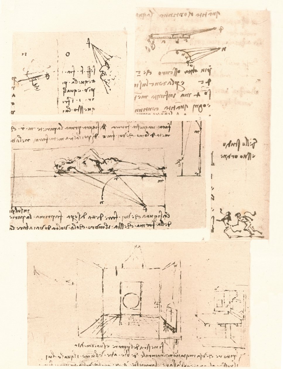Neljä maalausta kuvaavaa piirustusta, c1472-c1519 1883 tekijältä Leonardo da Vinci