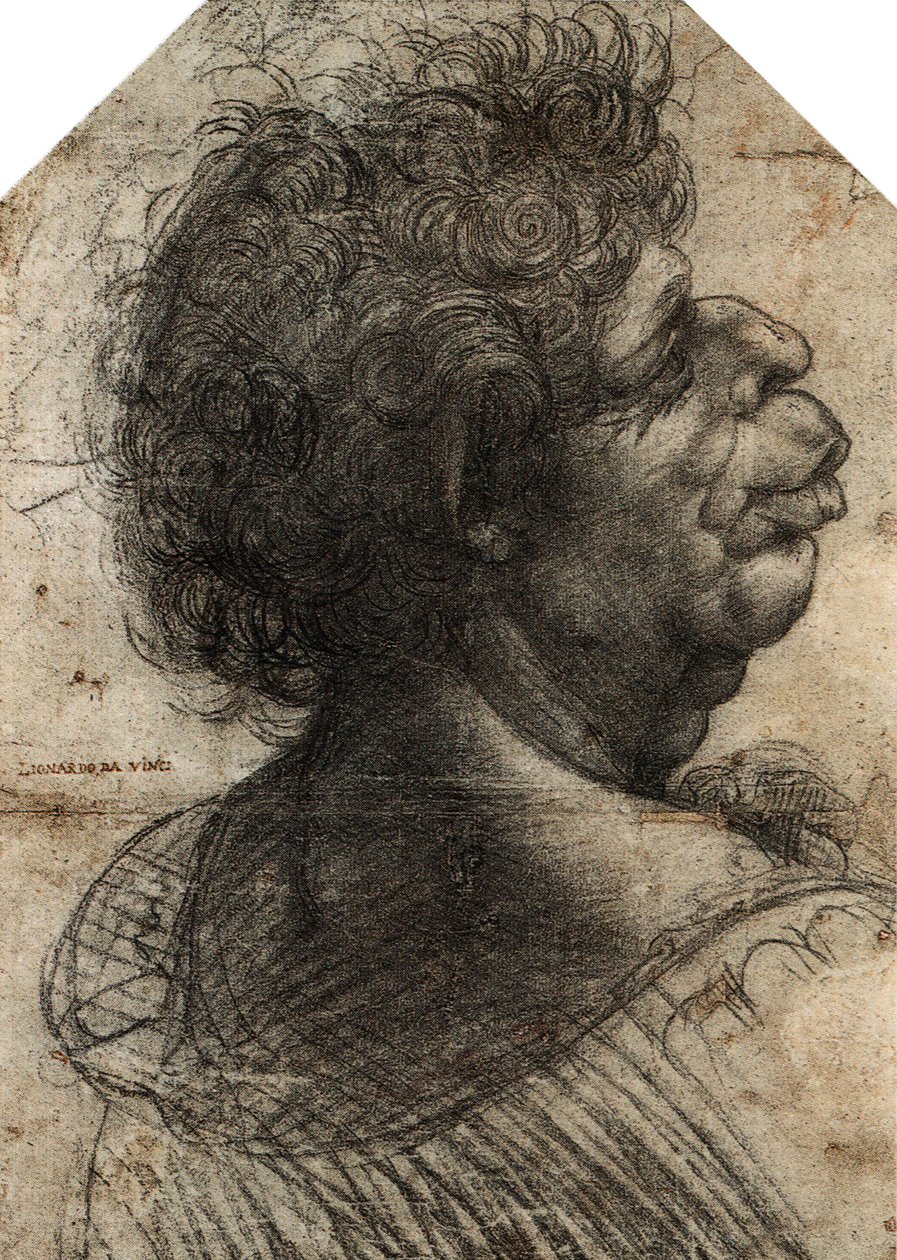 ranska: Tête grotesque Grotesque Pää tekijältä Leonardo da Vinci