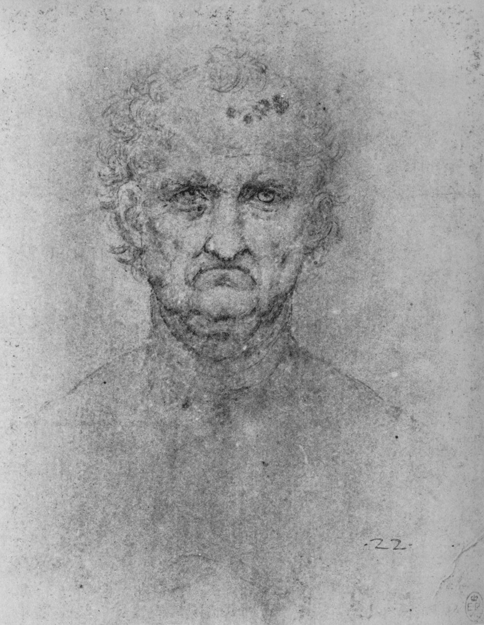 Vanhan miehen täydet kasvot, c1480 1945 tekijältä Leonardo da Vinci