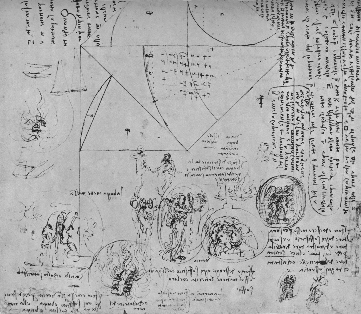 Geometriset hahmot ja mallit allegorisiin esityksiin, c1480 1945 tekijältä Leonardo da Vinci