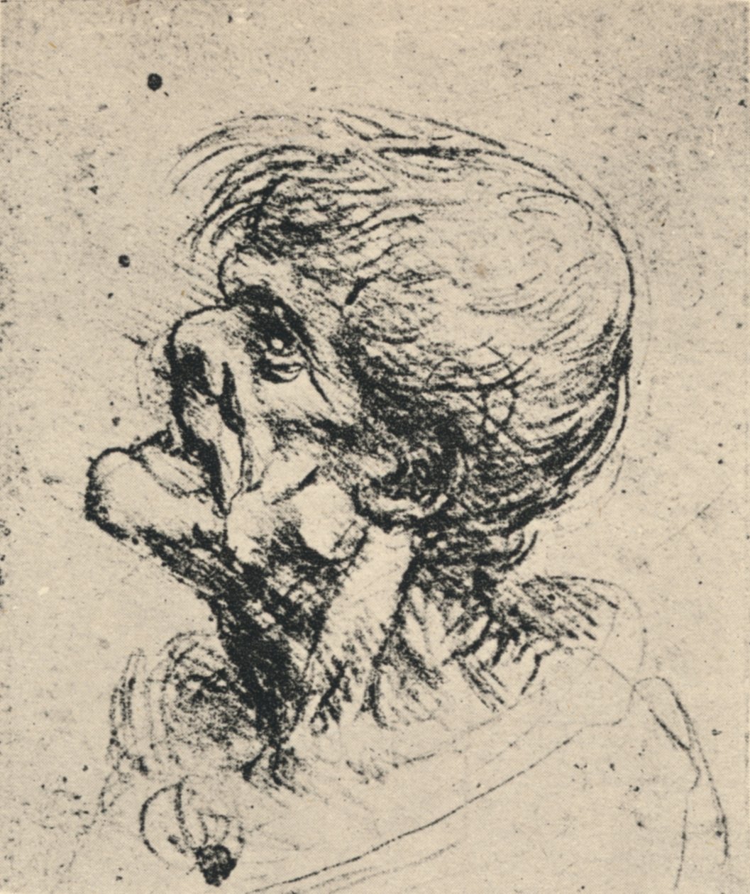 Groteski profiili vasemmalle, c1480 1945 tekijältä Leonardo da Vinci