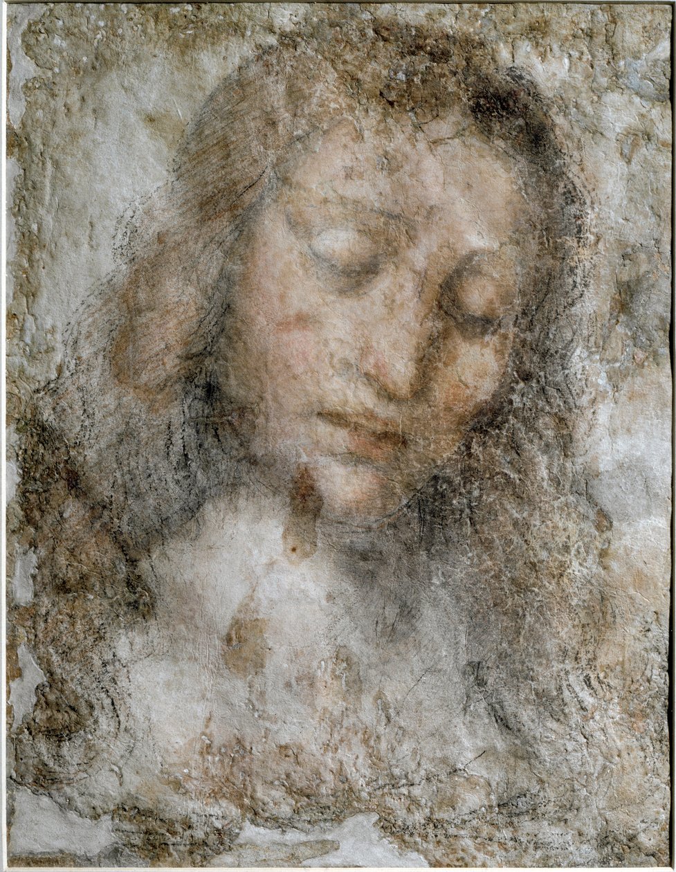 Kristus Lunastajan pää - piirustus tekijältä Leonardo da Vinci