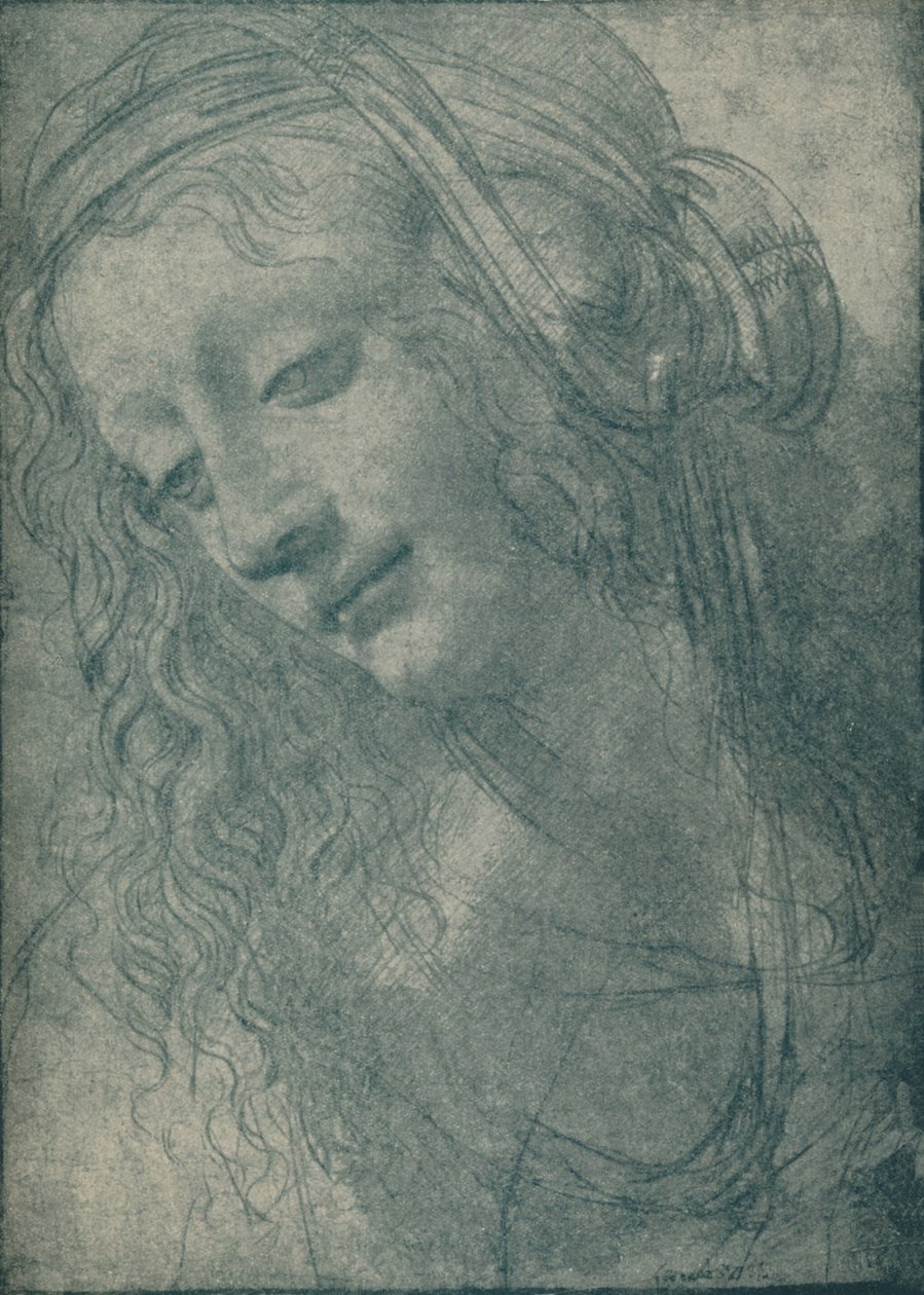 Neitsyen pää, 1400-luku, 1932 tekijältä Leonardo da Vinci