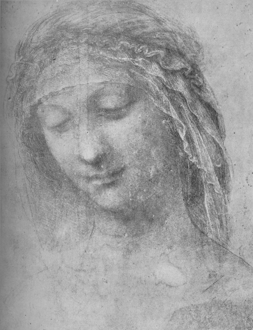 Naisen pää kolme neljäsosaa vasemmalle, c1480 1945 tekijältä Leonardo da Vinci