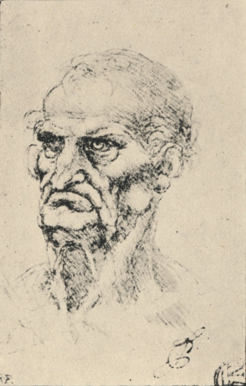 Vanhan miehen pää kolme neljäsosaa vasemmalle, c1480 1945 tekijältä Leonardo da Vinci
