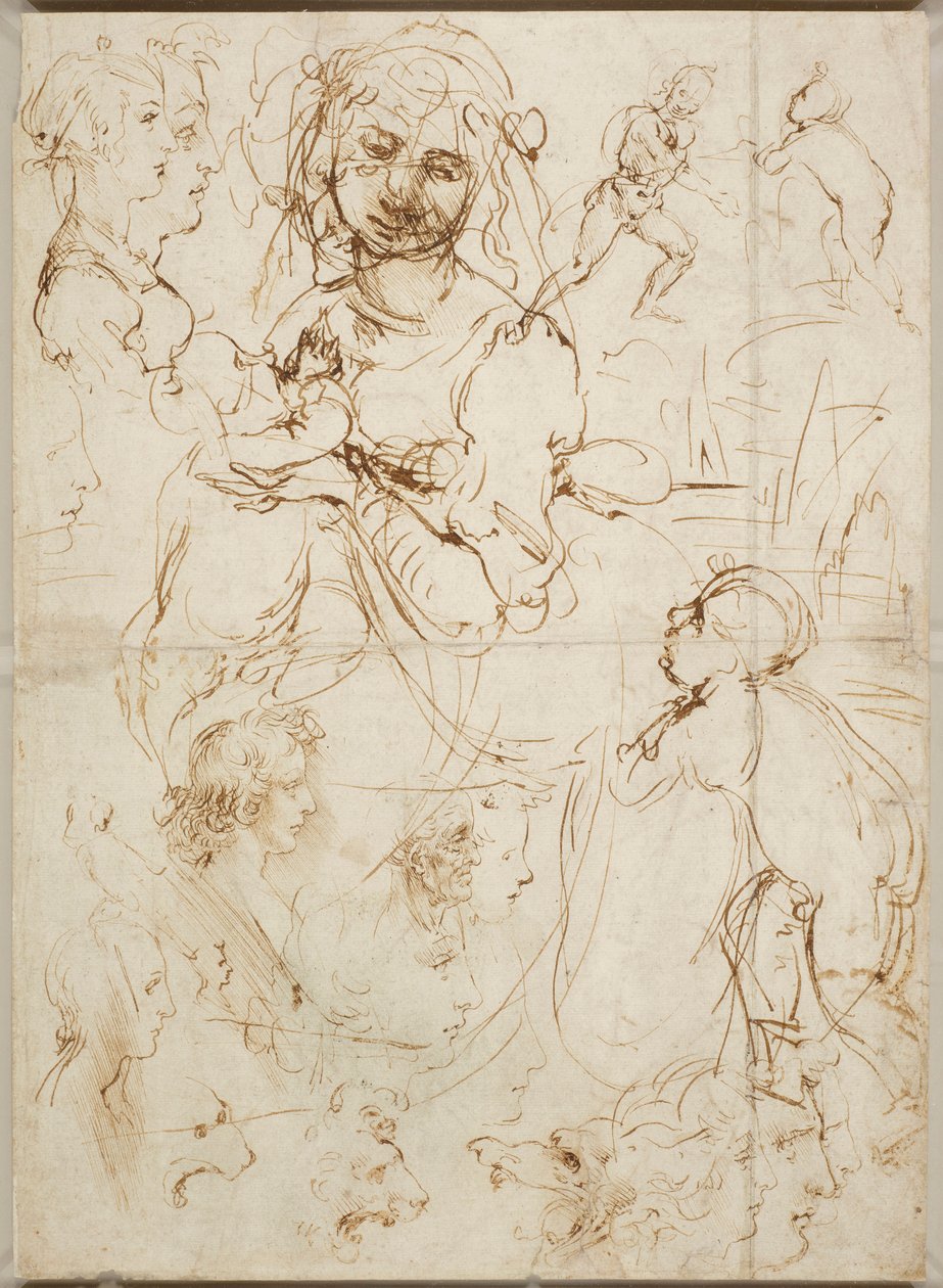 Päät ja hahmot, n. 1478. tekijältä Leonardo da Vinci