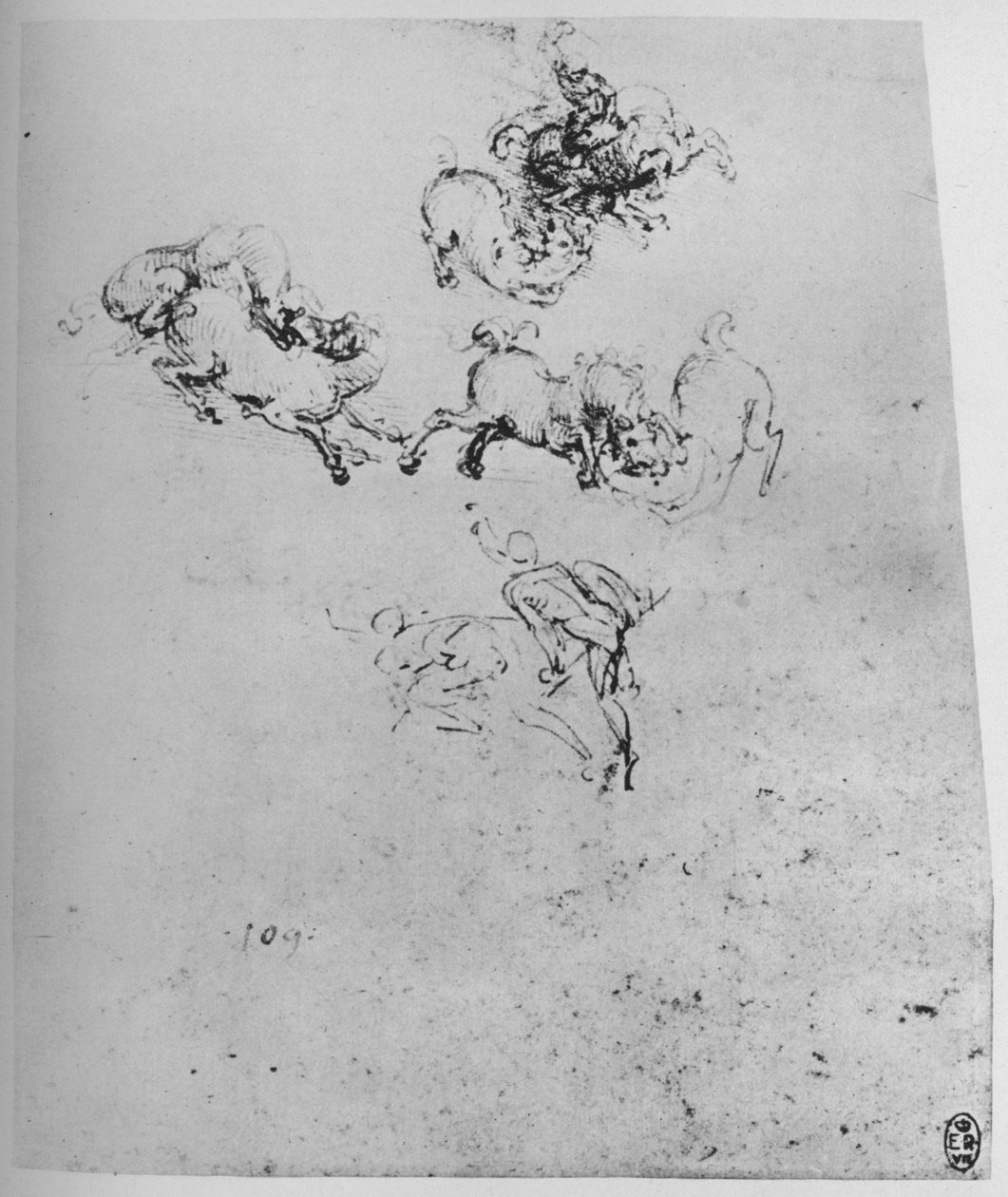 Hevoset ja hevosmiehet taistelussa, c1480 1945 tekijältä Leonardo da Vinci