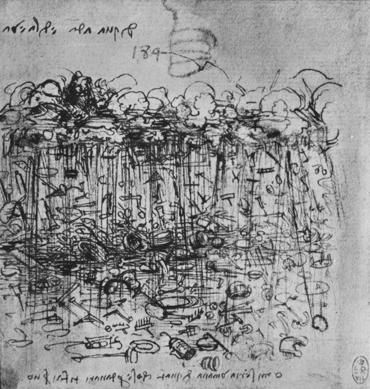 Pilvistä maan sataaneet työvälineet, c1480 1945 tekijältä Leonardo da Vinci