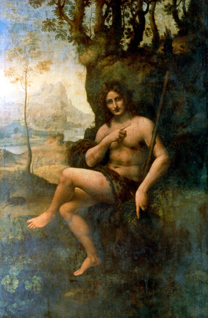 Johannes Kastaja, Bacchuksen ominaisuuksilla, 1513-1516. tekijältä Leonardo da Vinci