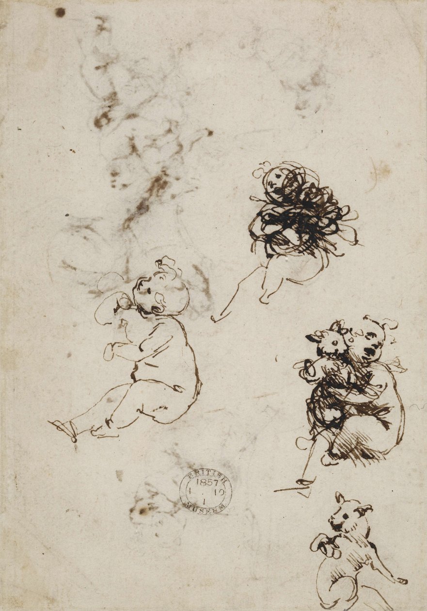Leonardo da Vinci, esine 1857.0110.1 - kääntöpuoli (British Museum). tekijältä Leonardo da Vinci