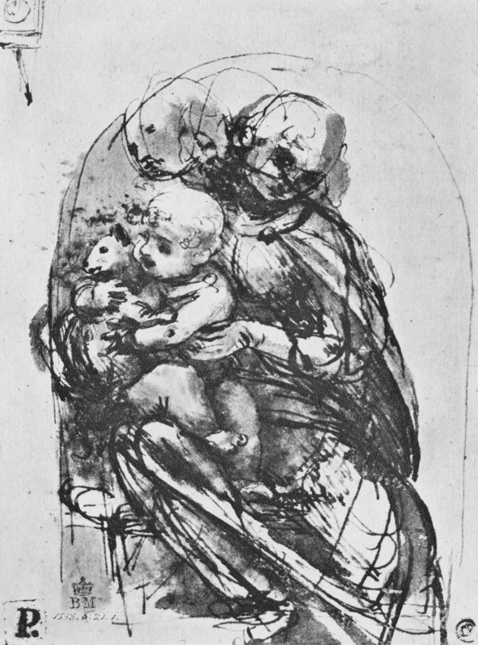 Madonna ja lapsi kissan kanssa, 1478-1481 1945 tekijältä Leonardo da Vinci