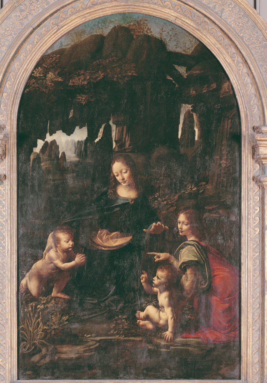 Madonna of the Rocks, n. 1478 (öljy paneelille siirretty kankaalle) tekijältä Leonardo da Vinci
