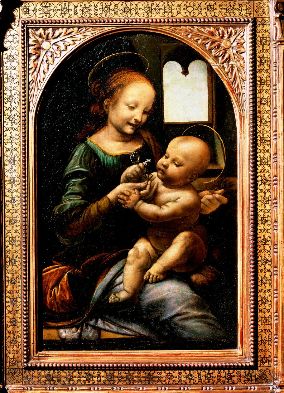 Madonna kukkaella, Madonna Benois, 1478. tekijältä Leonardo da Vinci