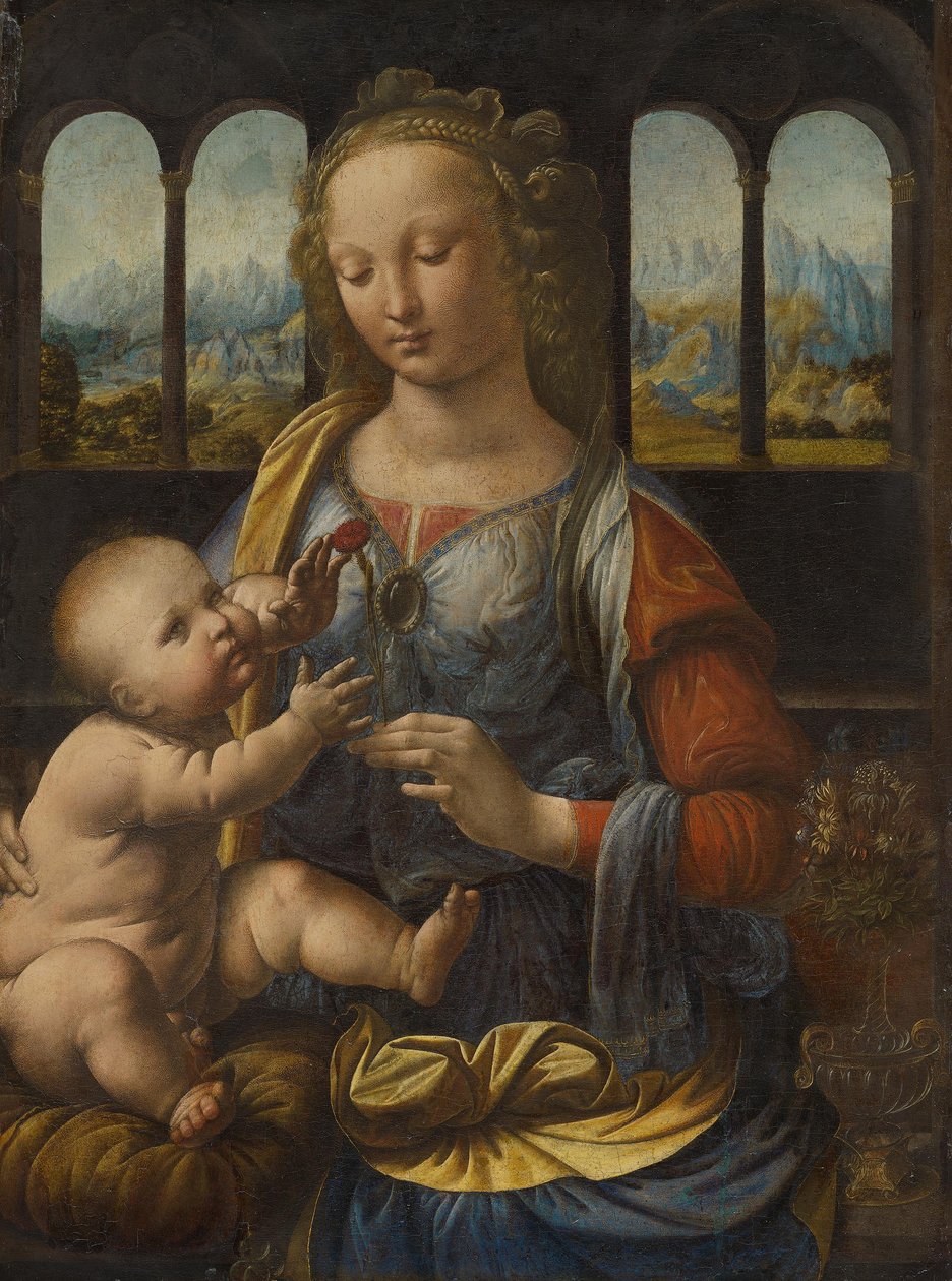 Madonna neilikan kanssa n.1478 (öljy puupaneelille) tekijältä Leonardo da Vinci