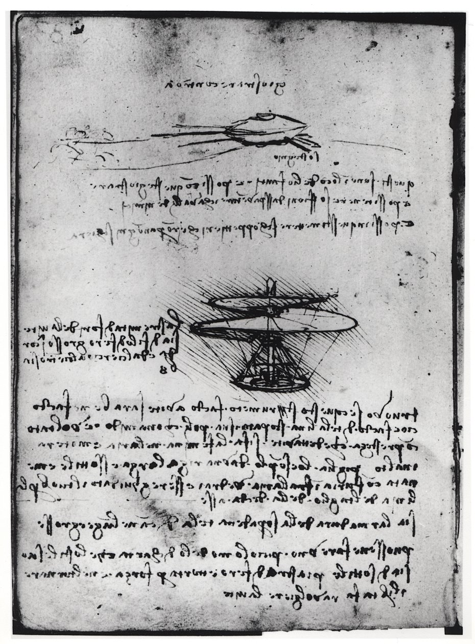 Pariisin käsikirjoitus B, fol. 83v: Sivu tekstiä ja luonnoksia lentävälle koneelle, 1488-90 (kynä ja muste paperille) tekijältä Leonardo da Vinci